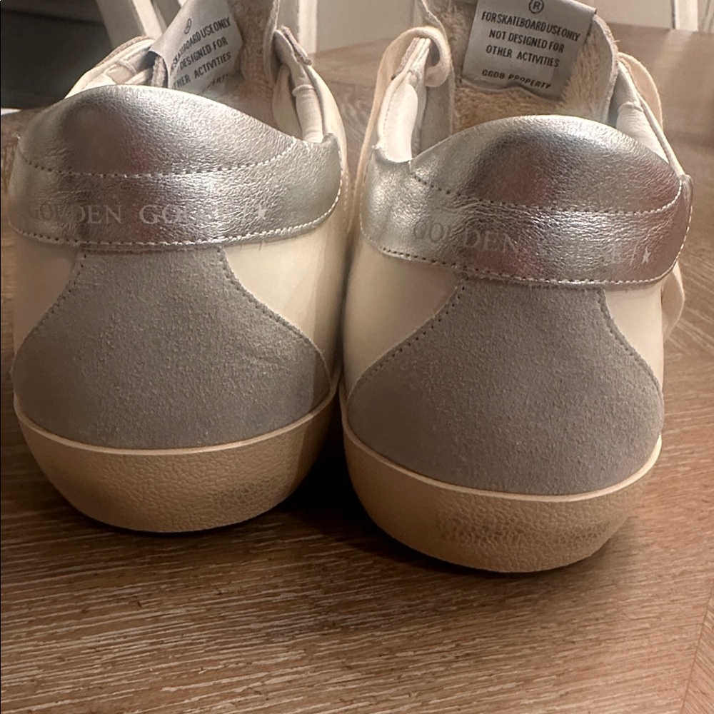 GG Collection Cream and Grey Gold Star Sneakers - Picture 8 of 8